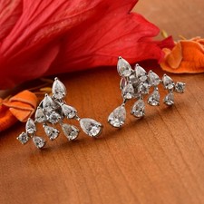 Pear Cut Natural Diamond Studs Earrings 14k White Gold Special Gift For Women