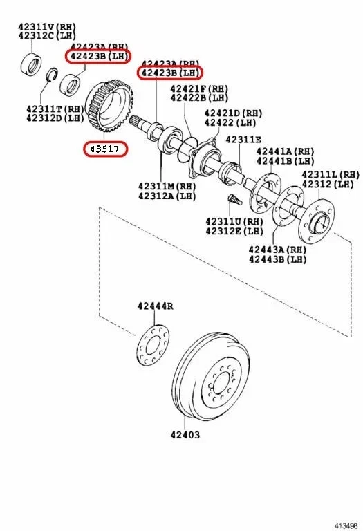 Kit de cojinete y sello de eje trasero genuino Toyota con juego de ABS para 4Runner T100 Tacoma Foto 4 de 4