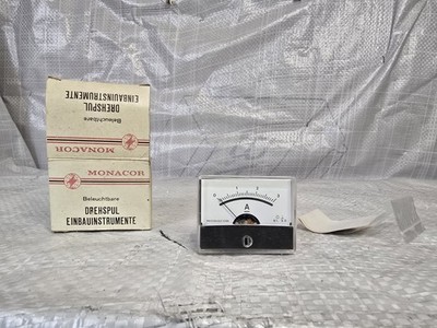 Monacor beleuchtbare Drehspul Einbauinstrumente, PM-2 BEREICHDC 3 A, NEU, OVP
