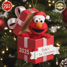 2025 2D FLAT Personalized Elmo Christmas Ornament, Custom Baby's