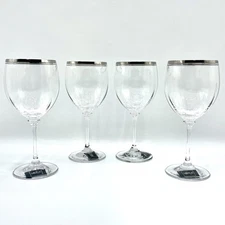 Mikasa Stephanie Platinum Goblets Discontinued Optic Glass Wine Glasses Set