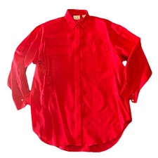 VTG Liz Claiborne Silk Red Blouse Button Front Shirt Top Sz 8 Corpcore Capsule