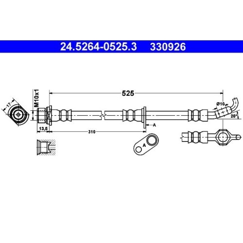 1X Bremsschlauch ATE 24.5264-0525.3 Passend FüR Toyota-image