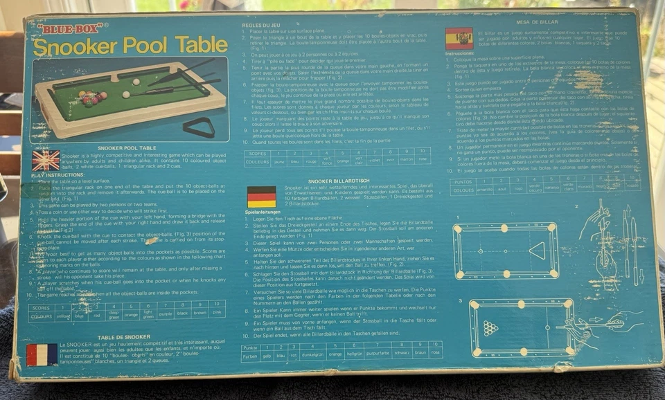 Vintage Blue-Box Snooker Pool Table – Mini Tabletop Billiards Toy Set -  1970s - Image 2 of 4