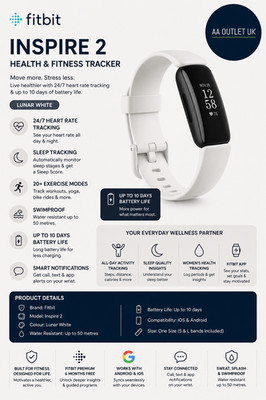 Fitbit Inspire 2 Gesundheit Fitness Tracker 24/7 Herzfrequenz bis 10 Tage Akku