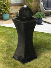 Orba Solar Powered Black Column and Ball Garden Water Feature Self Contained LED