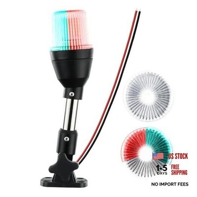LED Tri-Color Navigation Light,Bimini Top Red-Green-White Combination Boat Bow