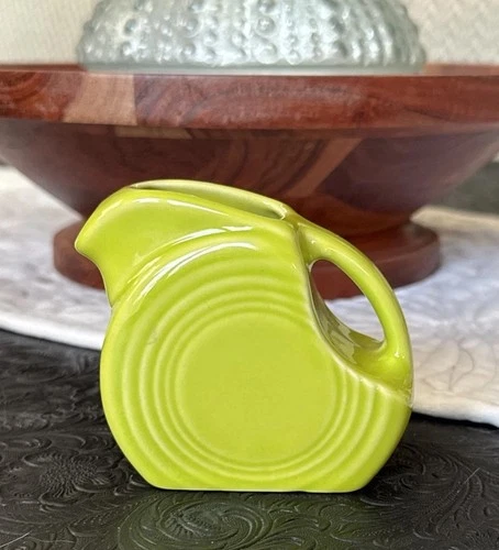 FIESTAWARE MINI DISK PITCHER CREAMER LEMONGRASS GREEN NEW FIESTA  5 OZ. NEW DISC