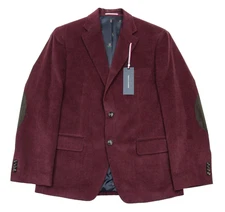 Tommy Hilfiger Sport Coat 44 L Mens Modern Fit Burgundy Corduroy Blazer Jacket
