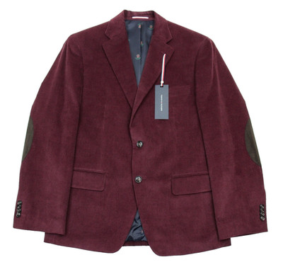 Tommy Hilfiger Sport Coat 38 S Mens Modern Fit Burgundy Corduroy Blazer Jacket