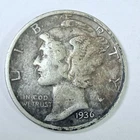 1936-S LIBERTY MERCURY 90% SILVER DIME CIRCULATED COIN #5330