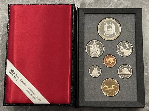 RCM 1988 Canada 7 Coin Proof Set with 50% Silver Canadian Dollar + Original Case