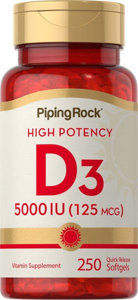 vitamina d3 colecalciferol 5,000 IU 125mcg HIGH POTENCY 250 perlas envio Urgente