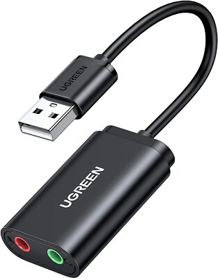UGREEN USB Sound Card, USB to Headphone Jack Adapter DAC External  Sound to UK