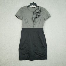 The Limited Sheath Dress Womens Size 10 Black White Pinstripe Rosette Detail