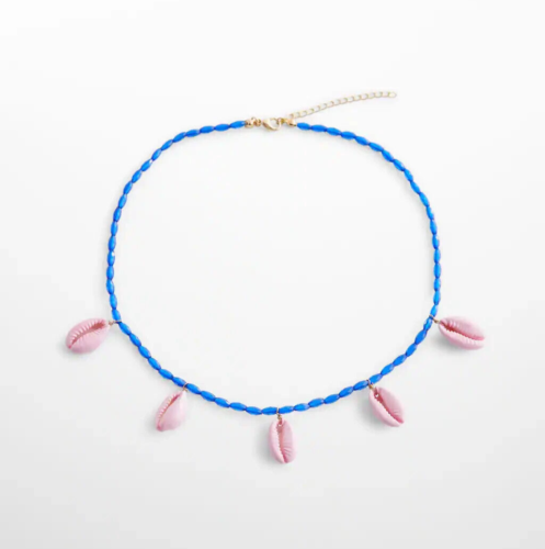 BNWT: Shell choker necklace from Mango: Pink and Blue - Photo 1/2