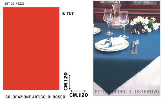 DecHome Tovaglia Coprimacchia Tnt 120x120 Set 25 pezzi Rosso TNT431300