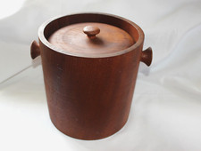 Cubo de hielo MCM danés de mediados de siglo moderno de madera de teca Dinamarca vintage