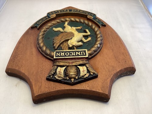 H.M.S EINHORN METALLWANDPLAKETTE / SCHILD AUF HOLZSOCKEL (HANDBEMALTE VERSION) - Bild 6 von 10