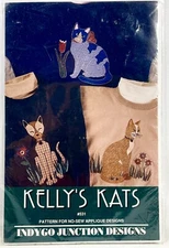 NEW 1994 Indygo Junction Sewing Pattern 531 Kellys Kats No-Sew Applique 13388