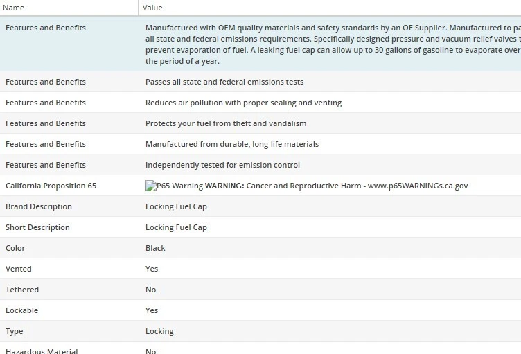 MotoRad MGC782 Fuel Tank Cap for MERCURY COUGAR 1977-1981 V8-5.0L - Image 2 of 4