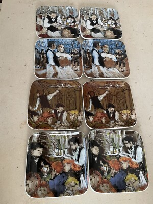 Williams-Sonoma Square Appetizer plate, 6'', Waiters, Bluer, Brown, Black, EUC