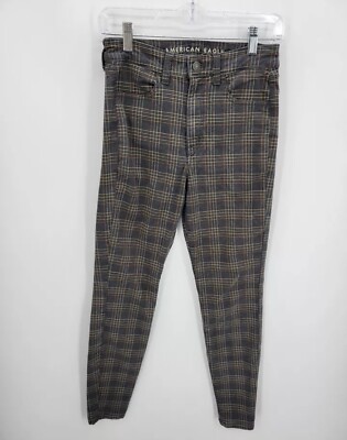 American Eagle Pants Womens Gray Plaid High Rise Skinny Stretch Boho  Academic