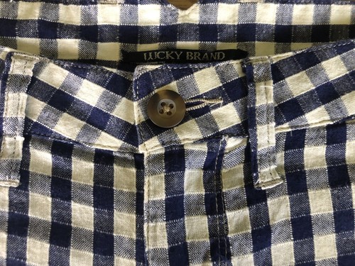 Womens Lucky Brand Size 27, Cotton Blend Plaid Shorts, Blue/Beige - Picture 2 of 5