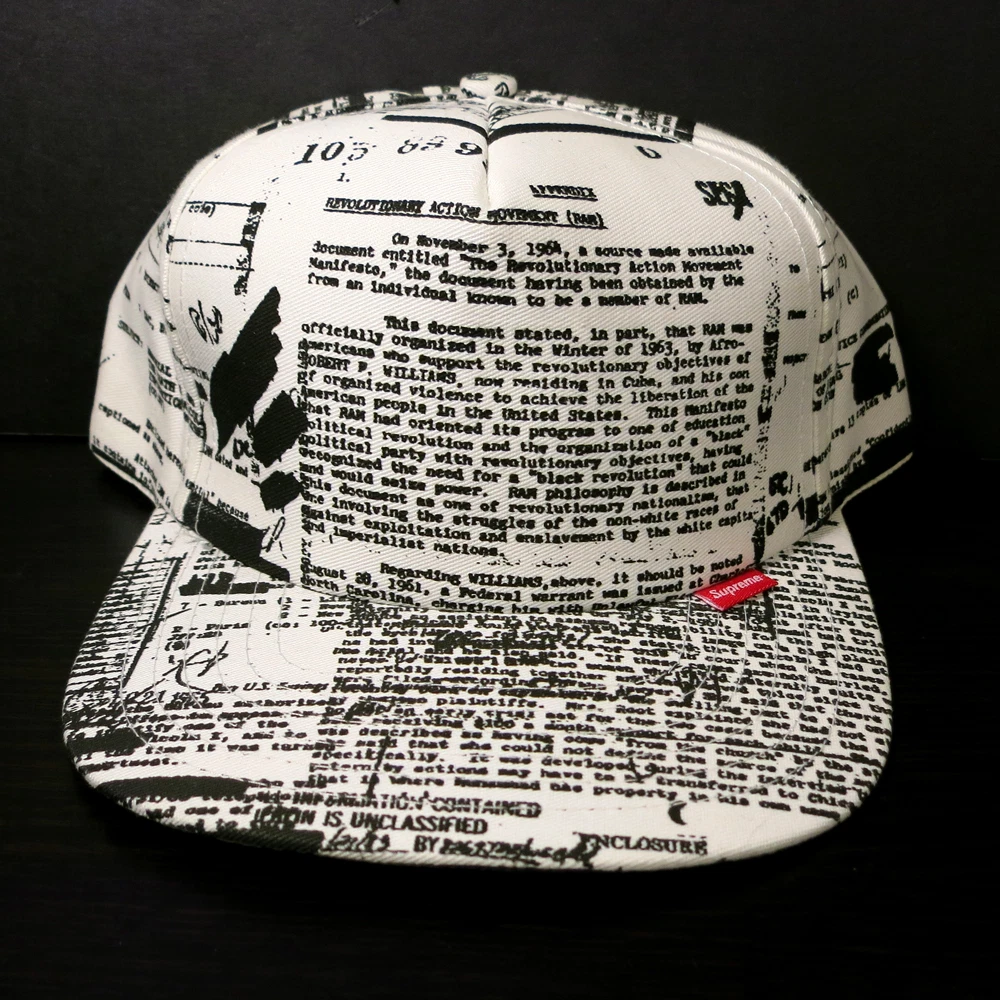 ancien logo boîte à chapeau SUPREME FBI 5 PANNEAUX CAP