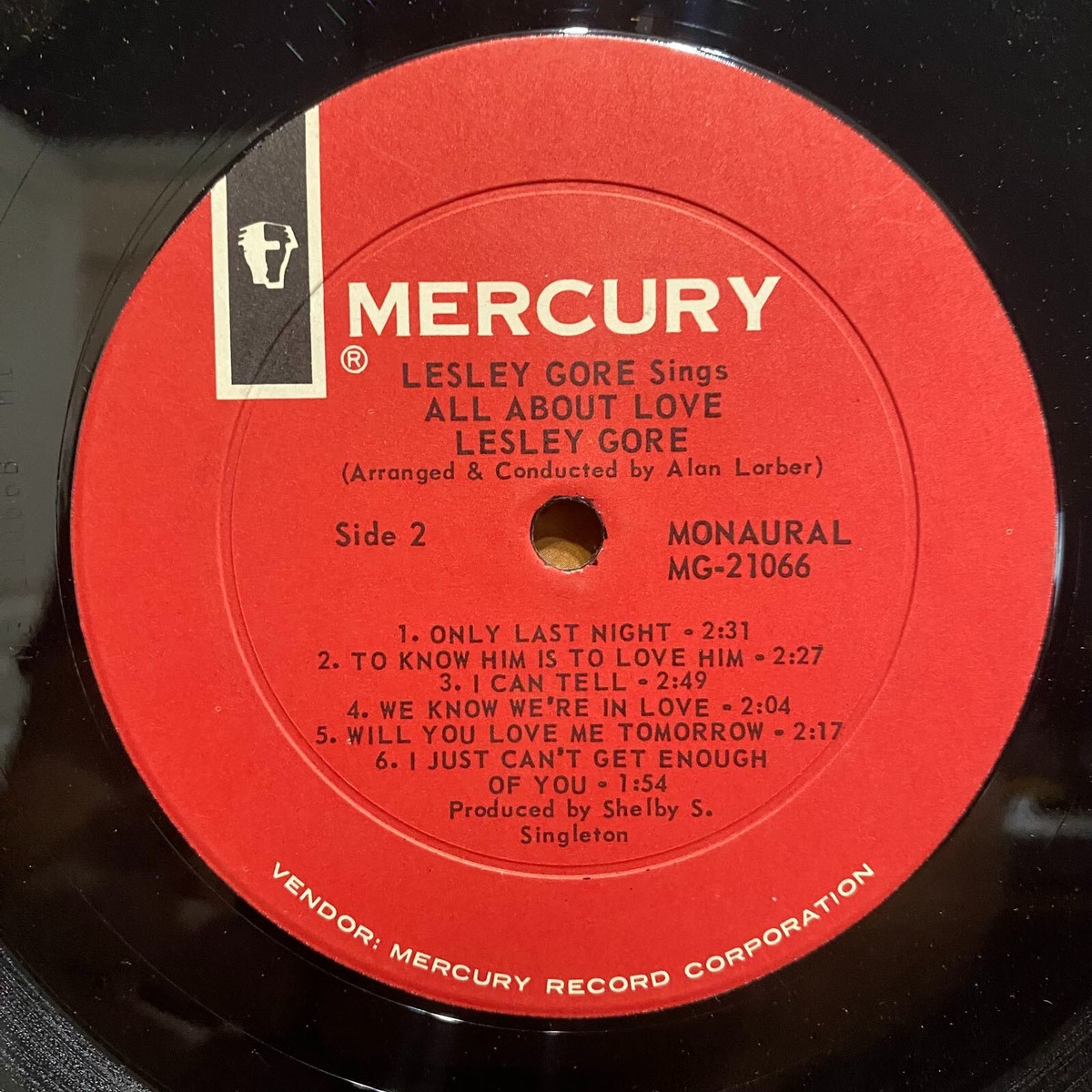 LESLEY GORE - SINGS ALL ABOUT LOVE (VINYL LP) 1965!!! RARE!!! MG