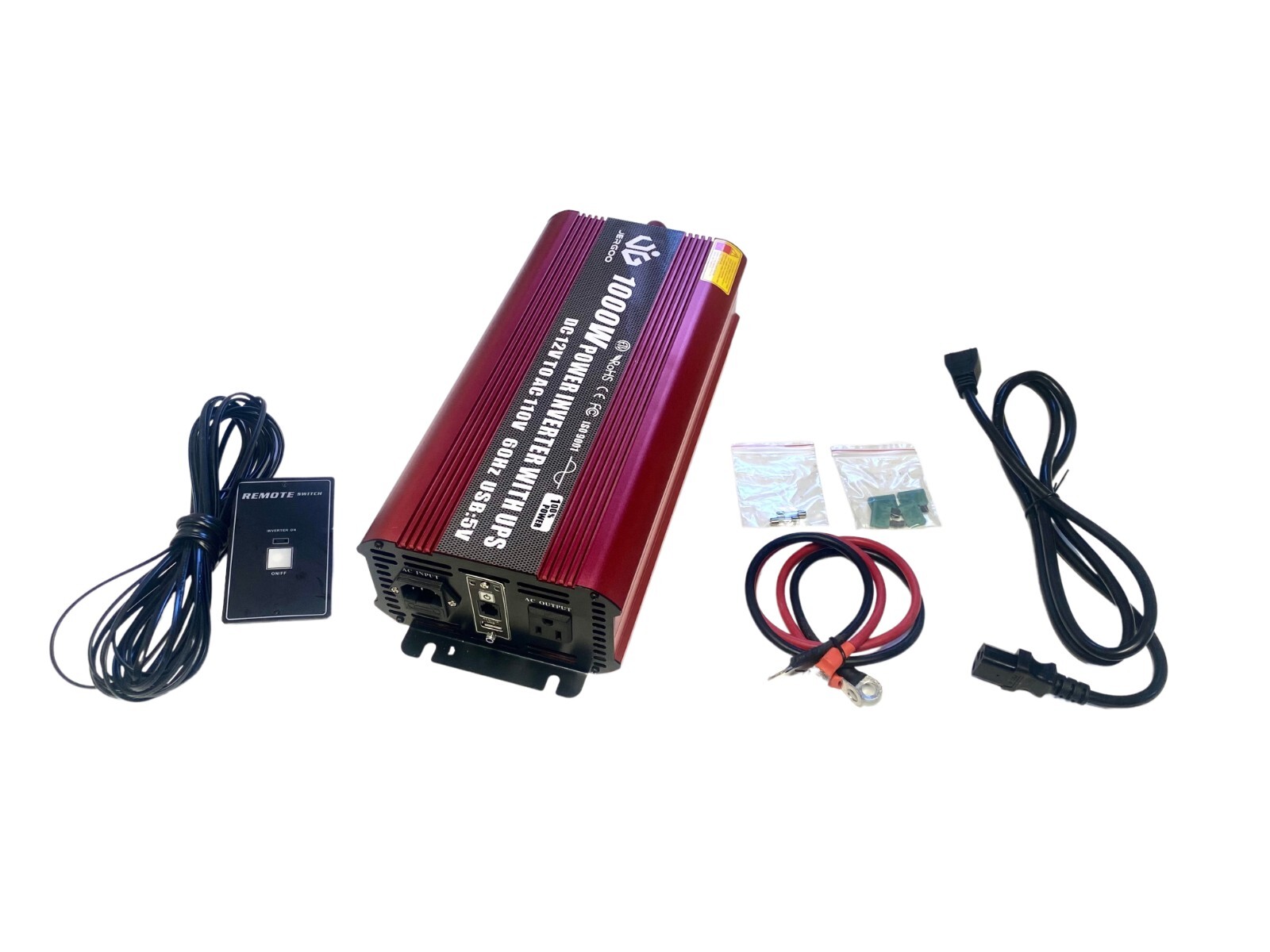 Jergoo 1000W 12V to 110V Power Inverter W/ UPS Pure Sine Wave RV Camper Van