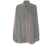 Vintage 80s Alfred Dunner Southwest Secretary Bow Blouse Womens Size 14 NWT