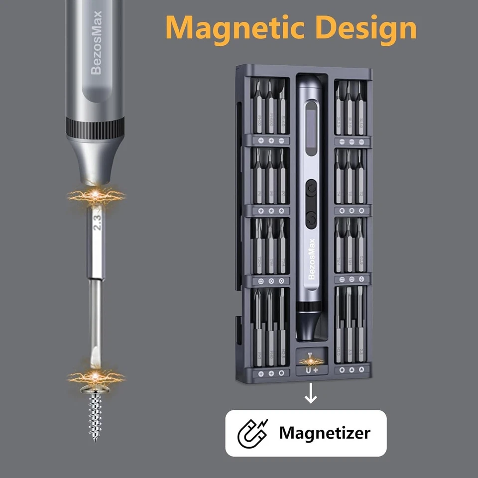 BezosMax 52 in 1 Mini Electric Screwdriver, Precision Screwdriver Set with 48 Ma - Image 2 of 4