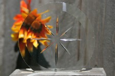 4" Wheel cut clear bevel glass circle