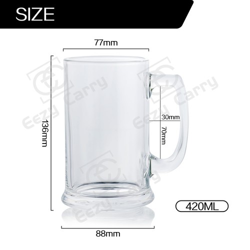 Se of 6 Glass Beer Mug Heavy Large Thick Beer Glass Stein For Hot Cold Beverage - Picture 2 of 3