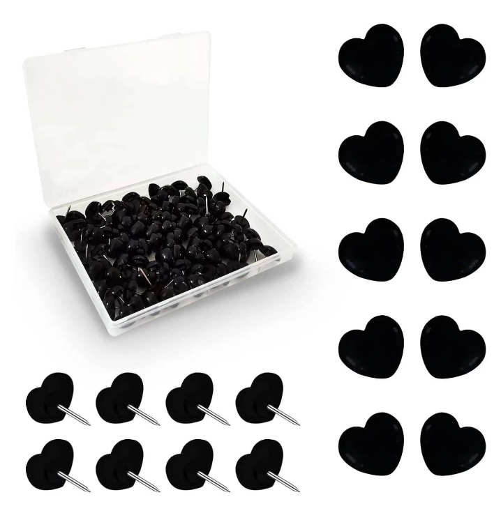 50 PCS Love-Shaped Thumbtacks - Cute Plastic Pins for Photos, Posters & Boards