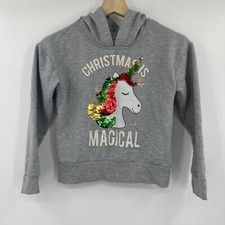Beautees Girls Unicorn Christmas Sweater Sequins Size Medium