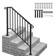 Iron Handrail Kit for 1-5 Steps Stair Rail Railing Outdoor Garden Porch Post UK