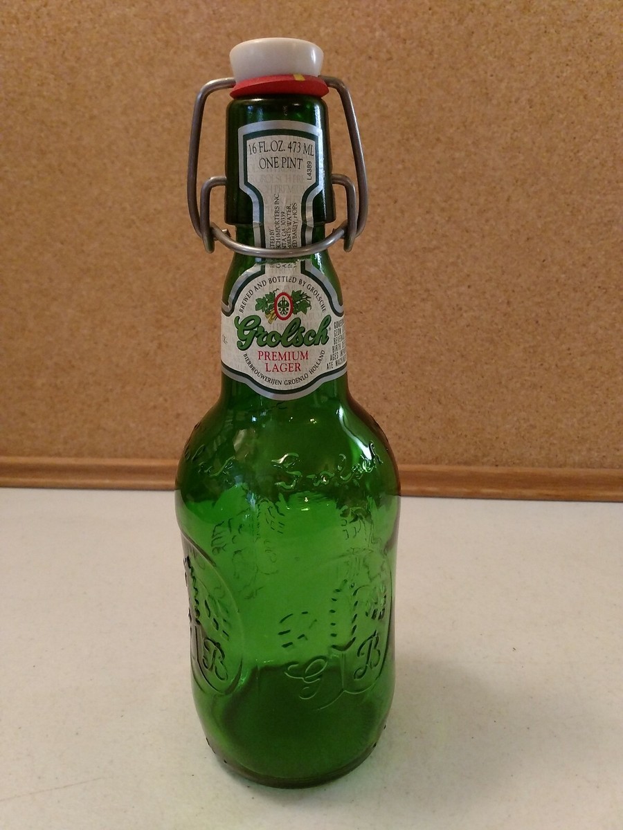 Old Vintage Grolsch Green Beer Bottle w Porcelain Swing Top Lid