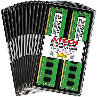 A-Tech 192GB 24x 8GB 2Rx8 PC4-17000R DDR4 2133 ECC REG RDIMM Server Memory RAM