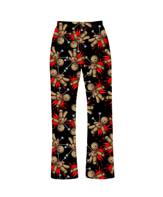 Femmes Noir Gothique Poupée Vaudou Pyjama Bas Tenue D'Intérieur