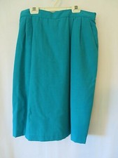 Sag Harbor Skirt Front Pleats Back Elastic Sections Back Zip Line Teal 14 14382