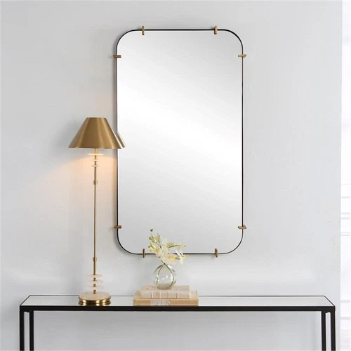 Uttermost Pali Contemporary MDF and Metal Mirror in Black/Gold - Picture 6 of 7