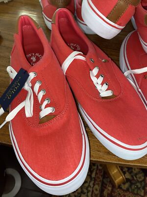 Men\'s Polo Thorton Red Sz 10.5 D Lace Up Sneaker Shoes Clean Preppy Ralph Lauren | Shoes | Polo Ralph Lauren Mens Vito Fashion  main image 3