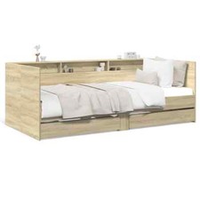 ShCuShan Daybed with Drawers Sonoma Oak 90x190  Engineered Wood,Bed A2Q9