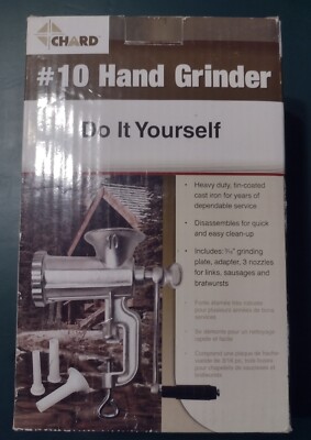 CHARD #10 CAST IRON HAND GRINDER-HEAVY DUTY -For Jerky-Burger-Sausage-Bratwursts