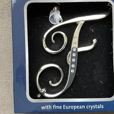 Regent Square Collectible Ornament Initial Cursive F Letter European Crystals