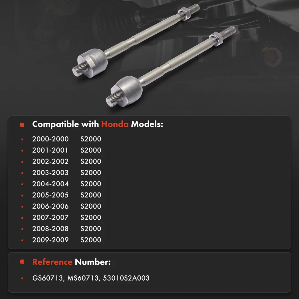 2x Juego de extremos de barra de amarre de dirección interior delantera para Honda S2000 2000-2009 53010S2A003 Foto 2 de 4