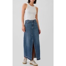 GAP Denim Maxi Skirt High Waist Front Slit Medium Indigo Y2k 90's Minimalist 25
