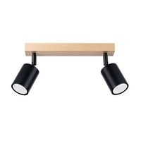 Deckenstrahler Holz Stahl Schwarz GU10 Wohnzimmer 46 Cm Deckenleuchte Flexibel